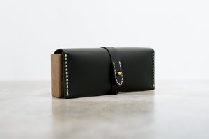 Walnut Leather Brass Long Wallet